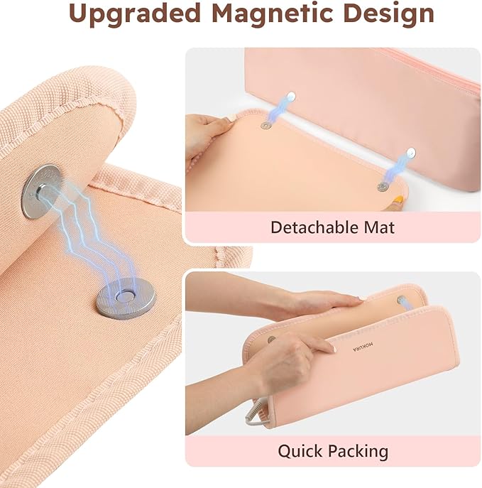 MOKURA Hot Hair Tools Travel Bag with Heat Resistant Mat Women Hair Accessories Organizer Case Storage Pouch for Curling Iron Straightener Flat Iron Gifts for Women Mon Girlfriend Pink