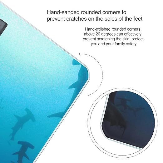 Hammerhead Sharks Scale for Body Weight Anti-Slip Sturdy Tempered Glass Weighing Machine Highly Digital Accurate Bright LCD Bathroom Scale for Household Gift
