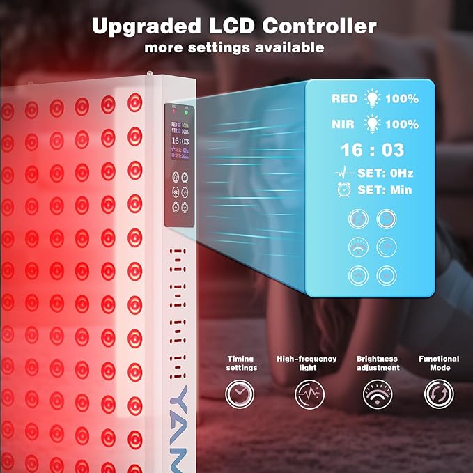 220W Red Light Therapy Panel Lamp for Face &amp Body - Infrared Red Light Therapy Device Dual Chip | High Power LED Light Therapy for Skin Recovery &amp Relaxation at Home - YA120