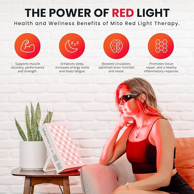 Mito Red Light – MitoMIN 2.0 Red Light Panel – Red Light Therapy for Face and Neck – Red Light &amp Near Infrared Red Light Therapy – At-Home Red Light Therapy for Body