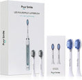 LED Electric Toothbrush Bundle – Sonic Lumi Toothbrush with 4 Blue LED Brush Heads 4 Cleaning Modes Smart Timer IPX7 Waterproof Wireless Charging Base &amp Travel Case (White)