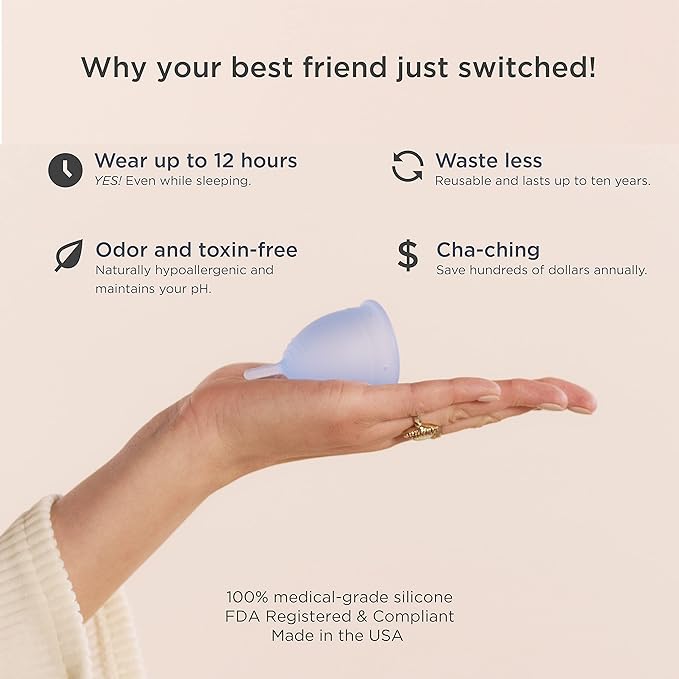 Saalt Menstrual Cup – Reusable Period Cup – Made for Comfortable Leak-Free Protection Up to 12 Hours – BPA &amp Latex Free – Includes Cup &amp Carry Bag (Small Ocean Blue)
