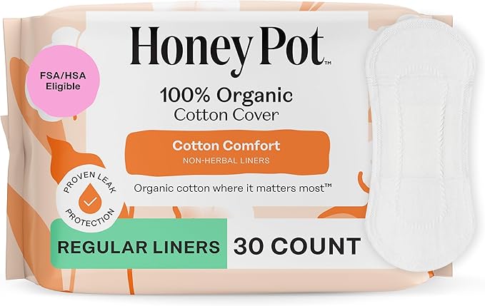 The Honey Pot Company – Non-Herbal Everyday Panty Liners – Organic Pads for Women &amp Menstrual Cup – 12 Hour Reusable Protection for Periods – Hypoallergenic - Feminine Care – Size 2