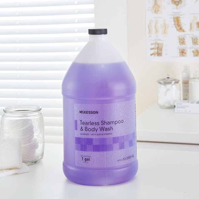 McKesson Shampoo and Body Wash with Aloe &amp Vitamin E 1 Gallon [Pack of 1] Bulk Refill Tearless Lavender