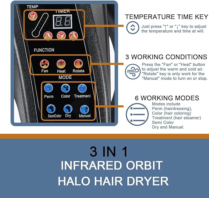 Hairdressing Heating Machine Digital Control Infrared Hair Color Perm Processor Dryer Accelerator Adjustable Timer and Temperature