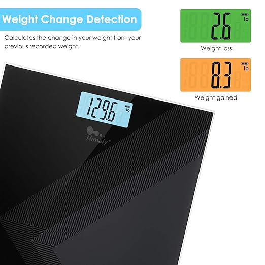 himaly Digital Body Weight Scale USB Rechargeable Bathroom Scale with Step-On Technology Back Light Display Digital Weight Scale 400Ibs/180kg Capacity 6mm Tempered Glass