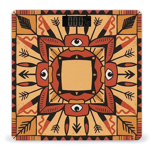 Boho Mandala Weight Scale Large Bathroom Scales Digital Weight with Bright LED Display Non Slip Automatic Weighing Scale Fashion Weighing Machine for Body