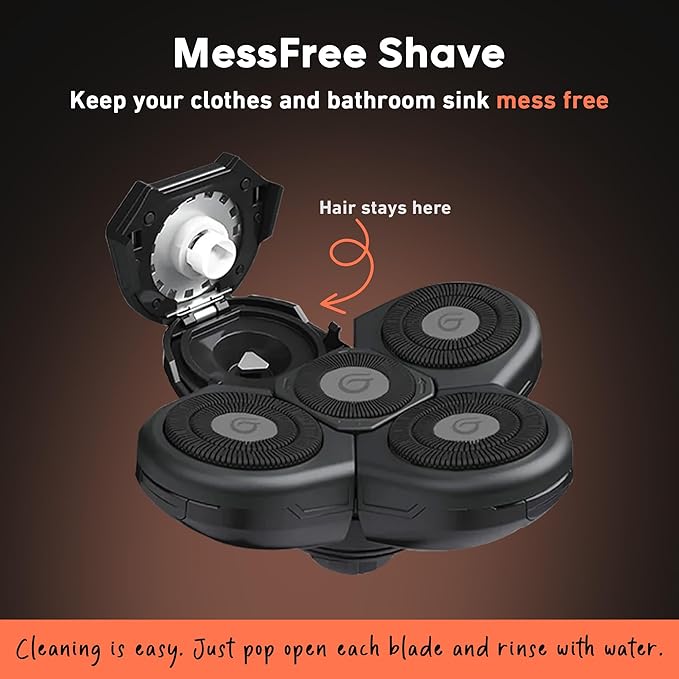 Groomie BaldiePro Cordless Bald Head Shavers for Men Blade Refill - Waterproof Electric Head Shavers Replacement Head - Men's Rotary Head Razor for Bald Men for Smooth Shave