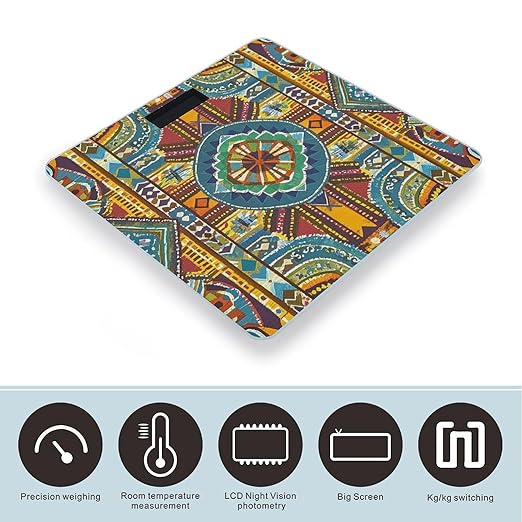 African Style Textile Pattern Scale for Body Weight Smart Scales Digital Bathroom Scale High Precision Weighing Scales with Large Display Weighing Machine for People