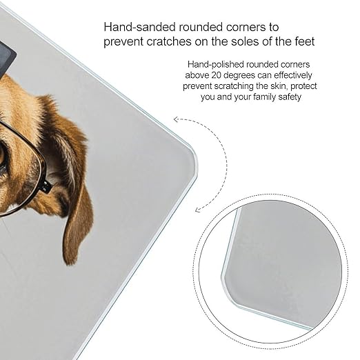 Dog with Glasses Digital Bathroom Scale for Body Weight Weighing Scale with Backlit LCD Display High Precision Measurements &amp Measures Weight Up to 180kg