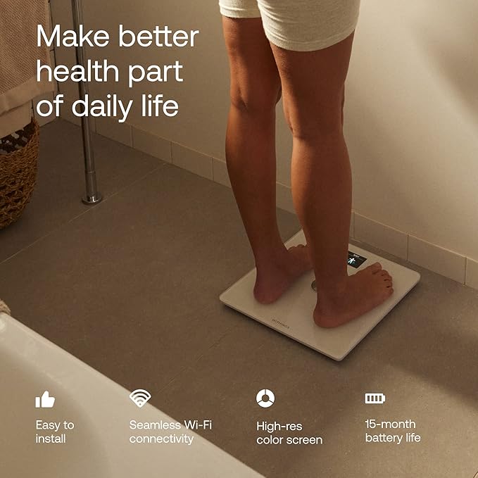 WITHINGS Body Smart - Accurate Scale for Body Weight and Fat Percentage Body Composition Wi-Fi and Bluetooth Weight Scale Baby Weight Scale Smart Scale Apple Health Compatible Bathroom Scale