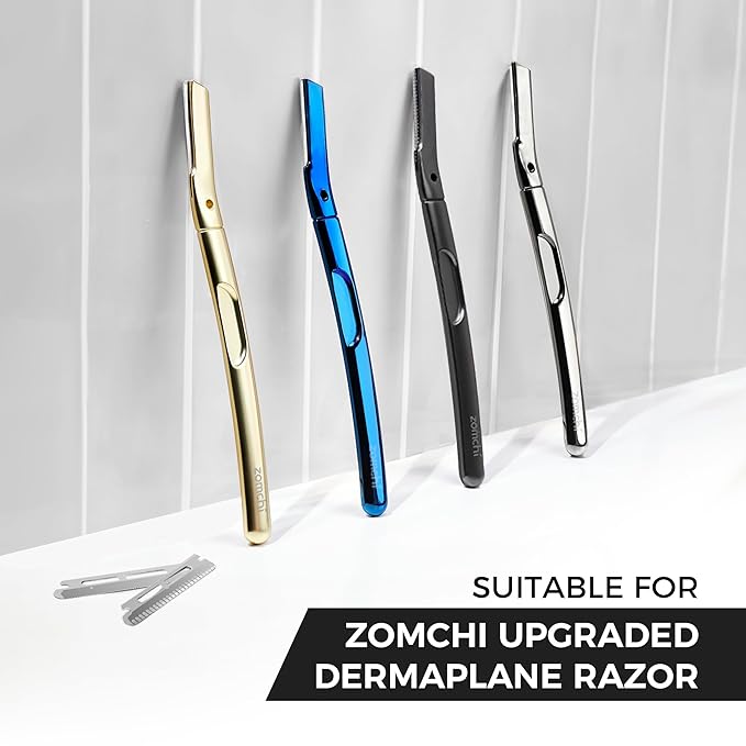 ZOMCHI Gold Dermaplaning Razor and 10pcs Micro Blade Refills