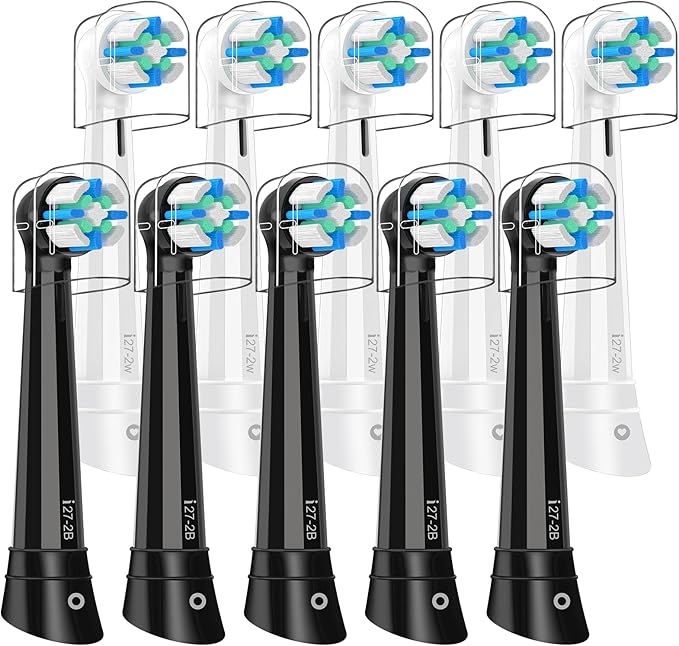 10 Pack IO Replacement Brush Heads Compatible with Oral B iO 2/3/4/5/6/7/8/9/10/Deep Clean Series Electric Toothbrushes IO Brush Head for Teeth Cleaning (Black/White)