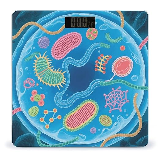 Biological Cell Structure Scale for Body Weight Sturdy Tempered Glass Weighing Scales with LCD Display Accurate Digital Bathroom Scale Convenient Body Fat Smart Scales Easy Read