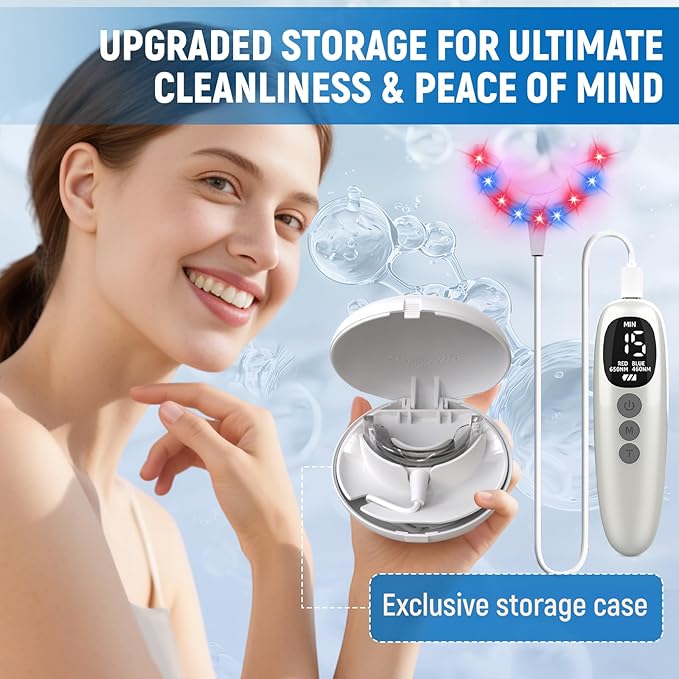 RED+Blue RED Blue Light Therapy for Gums LEDs Periodontal Light Gum Health Repair Bleeding Gums and Teeth Whitening Accelerator with Tray Storage Case
