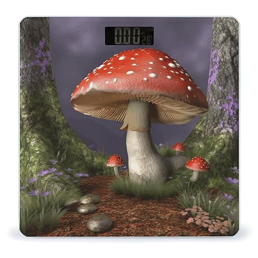 Mushroom Scale for Body Weight High Precision Digital Weight Scales with LCD Display Anti-Slip Sturdy Slim Tempered Glass Bathroom Scale for Home Use