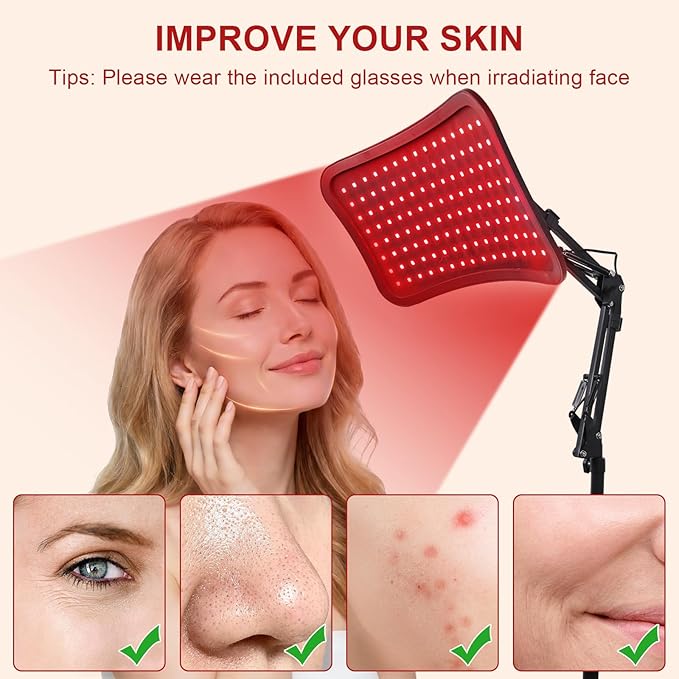 Red Light Therapy for Body and Face 3 in 1 660nm &amp 850nm Red Light Panel Infrared Light Therapy Lamp with Remote Control Goggles and Stable Stand Ideal Gifts for Women Wife Mom Sister Girlfrien