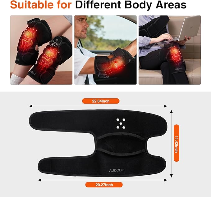 Red Light Knee Brace with Vibration Massage Cordless Knee Massager with Heat and Red Light Therapy Infrared RedLight Therapy Wrap for Knee Joint Heated Therapy Device 660nm&amp850nm Blank