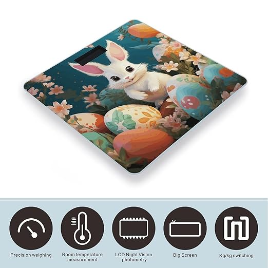 Cute Easter Bunny Scale for Body Weight Smart Scales Digital Bathroom Scale High Precision Weighing Scales with Large Display Weighing Machine for People