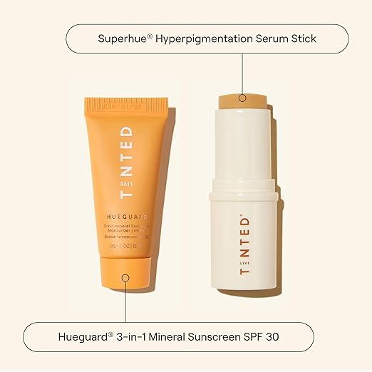 Live Tinted Superhue Hyperpigmentation Serum Stick - Balm-to-Serum Stick For Face &amp Body &amp Hueguard: 3-in-1 Mineral Sunscreen Moisturizer &amp Primer for Face and Body - Travel Sized - SPF