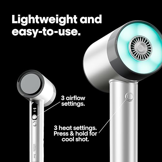 AirLight Pro Hair Dryer - Augmented with Infrared Light Tested on All Hair Types Fast Drying Without Damage