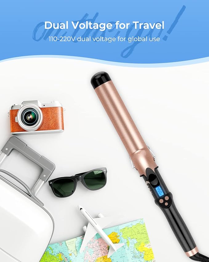 1 1/2 inch Extra Long Barrel Curling Iron 1.5 Inch Large Barrel for Long Hair Ceramic Tourmaline