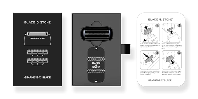Blade &amp Stone™ Foil Shaver Replacement Head - Graphene-X™ Foil and Blade - Designed for the Blade &amp Stone 501 Foil Shavers for Men (Aviator Replacement Head &amp Blade)