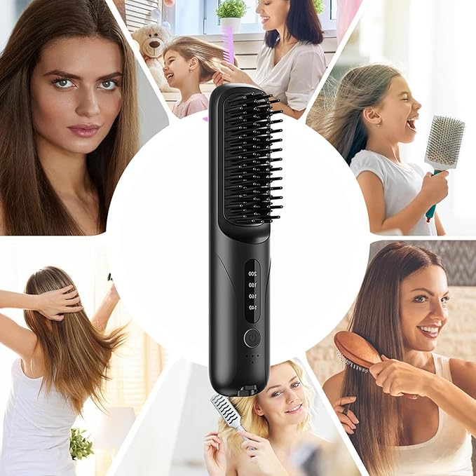 Cordless Hair Straightener - Cordless Straightening/Curling Hair Styling ToolTravel Straightener Brush | for Home Apartment Salon Travel Business Trips Women Men