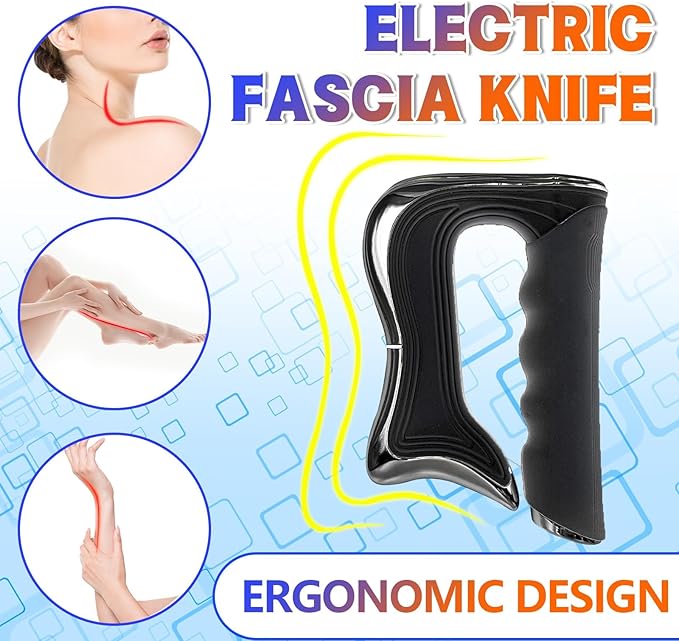 Electric Fascia Knife Muscle Pain Relief Massager Tool Muscle Scraper Set Relaxation Fascia Tissue Massage for Portable 3 Levels of Regulation Ideal Gifts for All Occasions（Black）