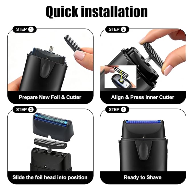 2-Pack Shaver Replacement Foil and Cutter Compatible with BaBylissPRO UV-Disinfecting Single Replacment Foil (Black)