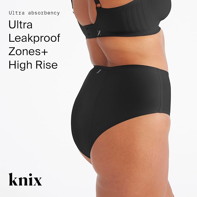 KNIX Women Zones+ Ultra Leakproof Period Underwear High Rise – Ultra Protection Absorbs 7–11 Super Tampons Extended Gusset