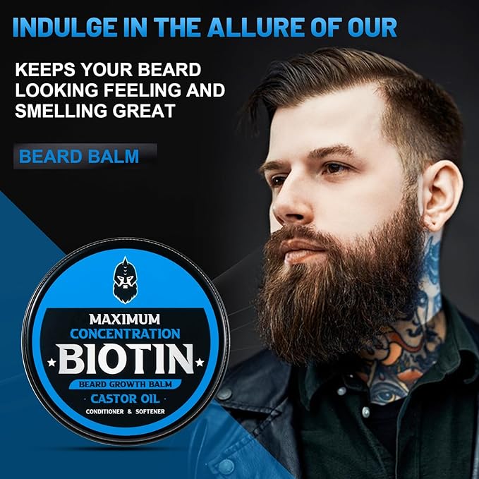 Beard Balm Maximum Concentration Biotin with Castor Oil and Argan &amp Jojoba Oils Promotes Beard Growth Styles Strengthens &amp Softens Beards &amp Mustaches 2 OunceCedar