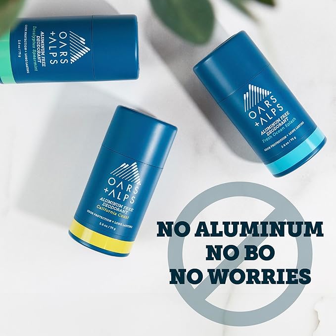 Oars + Alps Aluminum Free Deodorant for Men | Long Lasting Odor Protection Clear &amp Free of White Residue Anti-Chafing Smooth Glide Dermatologist Tested Variety Pack 3pk 2.6oz