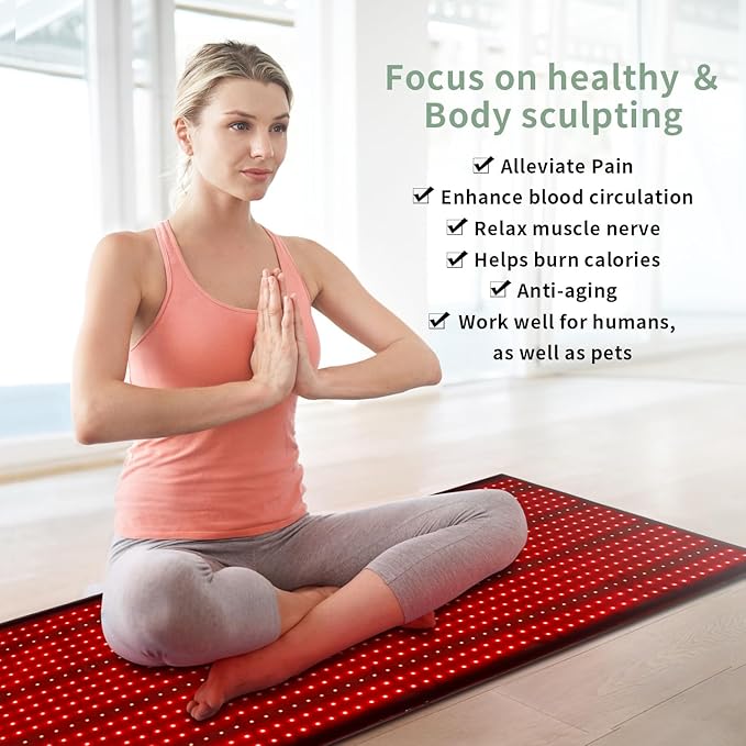 Red Light Therapy Mat Device for Full Body Near Infrared Light Therapy Blanket with TimerInfrared Light Therapy for Body Shoulder Waist Back Knee Pain Relief