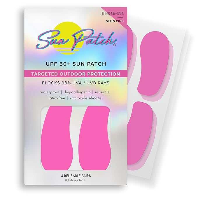 Sun Patch Reusable Sun Screen Silicone Patches For UV Protection &amp Face Sunscreen Sun Face Patches For Sun Exposure UV Shield Silicone Sun Block (1 Pack/4 Pairs) (Pink) (Golf Surf Swim Ski)