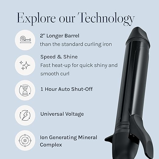 Bio Ionic Long Barrel Curling Iron with Moisture Heat Technology &amp NanoIonic MX Versatile Curling Wand - Multiple Barrel Sizes for Tight Classic Loose &amp Soft Curls