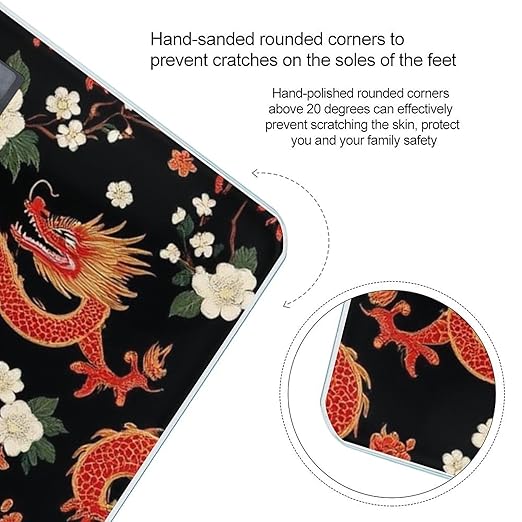 Men's Smart Scale for Body Weight Digital Bathroom Weighing Scale Automatic Switch Energy Saving Scale Japanese Chinese Dragon Flower Black Floral