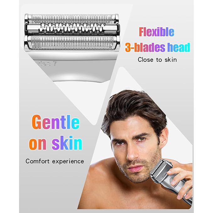 70S Electric Shaver Head Replacement Part Compatible with Braun Series 7 70S Electric Shaver Head Replacement (3 Pack)