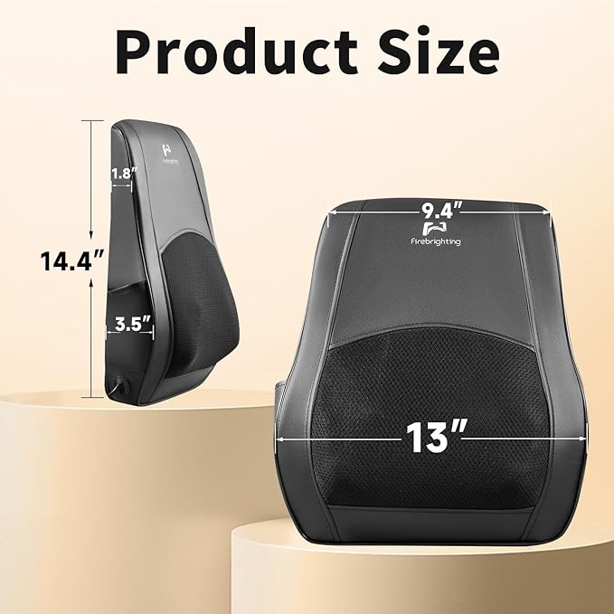 Firebrighting Electric Back Massager with Heat for Office Chair - Shiatsu Deep Kneading Massage Pillow Back Comfort Support for Meetings and Reading Adjustable StrapGifts for Dad Mom Men Women