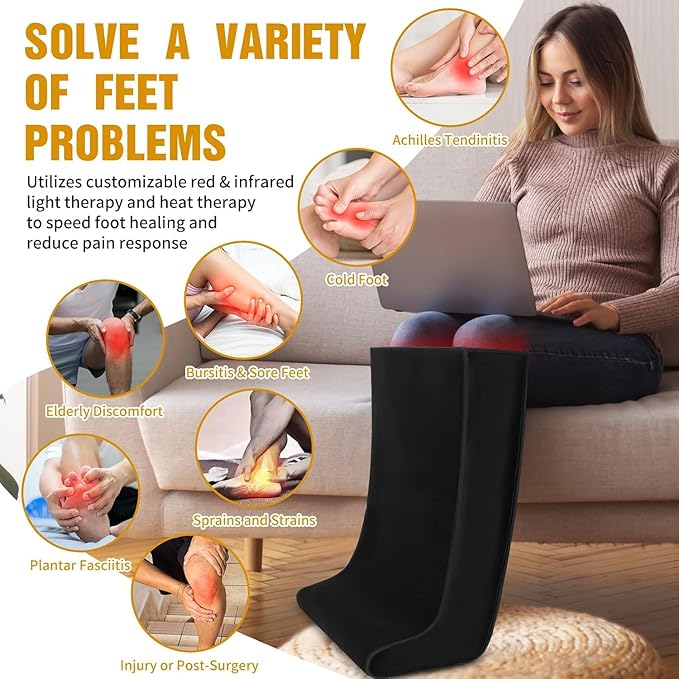 Red-Light-Therapy-for-FeetRed Light Therapy for Legs AnkleInfrared Light Therapy Consisting of 420 Dual Wavelength LEDAdjustable Power and Time Controller 30 * 19.7 * 11.8IN - Black