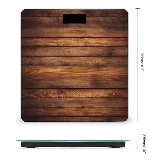 Brown Wooden Bathroom Scale Weight Scale for Body WeightHighly Accurate Digital Weighing Machine Clear LED Display Digital Bathroom Body Scale 400lb/182kg