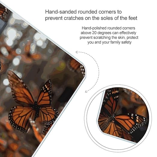 Monarch Butterflies Bathroom Scale for Body Weight Bathroom Weighing Scale with Backlit LCD Display Highly Accurate Measures Weight Up to 180kg