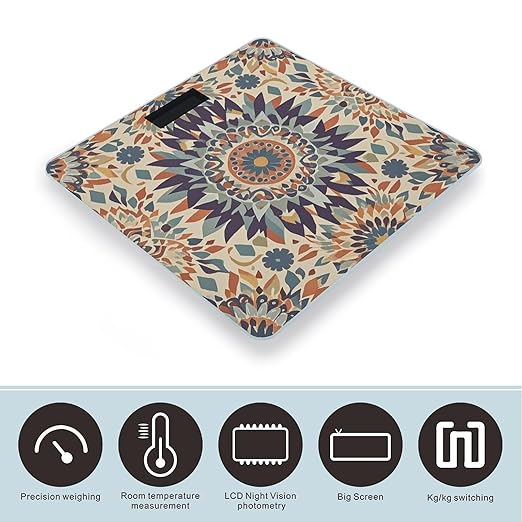 Native American Patterns Scale for Body Weight Smart Scales Digital Bathroom Scale High Precision Weighing Scales with Large Display Weighing Machine for People