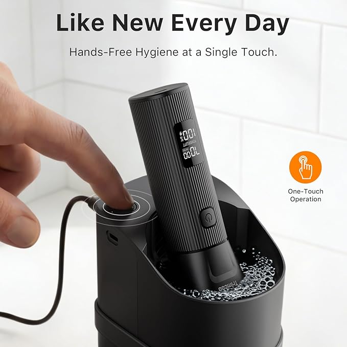 Electric Shaver for Men - Trimcoo 5-Blade Foil Razor Kit | Gentle on Sensitive Skin | Self-Cleaning Center USB-C Charging 180min Runtime IPX7 Wet/Dry Use with Pop-Up Trimmer Ideal Grooming Gift