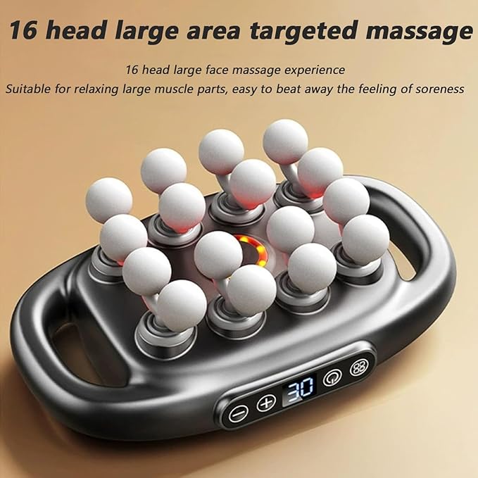 Massager Set 16-Head Massage Gun Deep Tissue Body Muscle Pain Relief Adjustable Red Light Muscle Tool for Back Shoulders Legs Foot Body