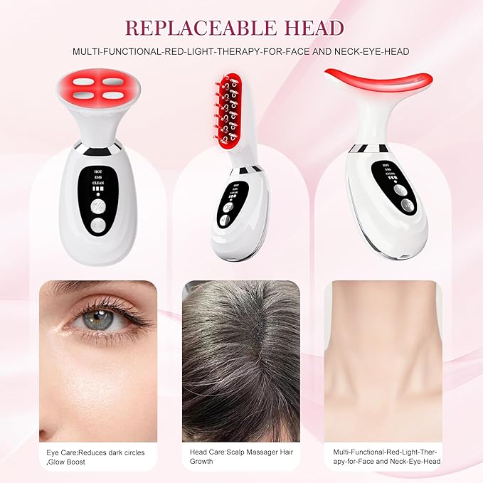 Red-Light-Therapy-for-Face and Neck-Eye-Head Massager7 Colors Skin Rejuvenation Lifting Facial Massager for ToningGlow BoostWrinkle for BirthdayChristmasMothers DayValentines Day Gifts(Green)