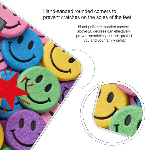 Yellow Star Happy Face Scale for Body Weight Sturdy Tempered Glass Weighing Scales with LCD Display Accurate Digital Bathroom Scale Convenient Body Fat Smart Scales Easy Read