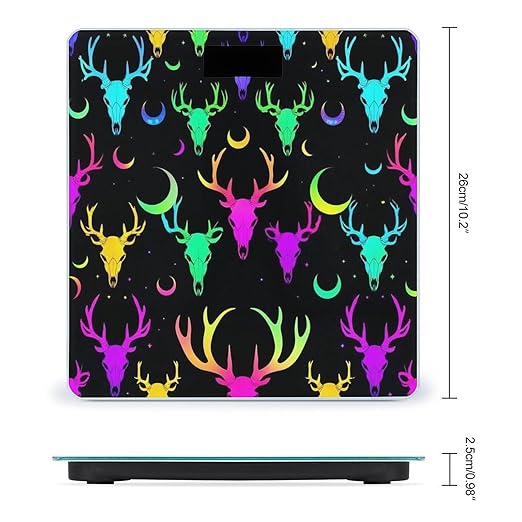Smart Scale for Body Weight Digital Bathroom Weighing Scale Energy Saving Scale Goth Moon Stars Hunting Deer Skulls