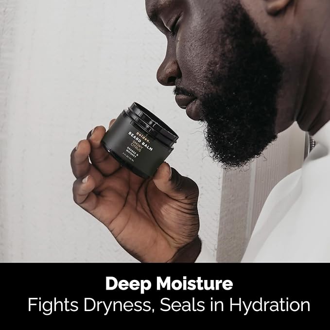 Golden Grooming Beard Bundle for Black Men | Natural Beard Growth Kit with Shea Butter (Regular Smoky Citrus)