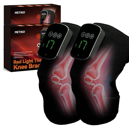 Red Light Therapy for Knee &amp Elbow Vibration &amp Heated Massage for Knee Brace 660nm&amp850nm Red Light for Joint Elbow Shoulder Pain Relief Pack of 2